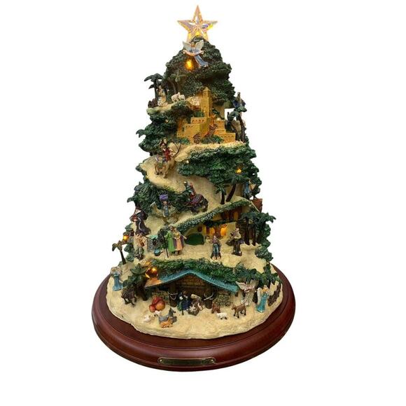 Thomas Kinkade Table Top Lighted Nativity Tree “Glory to the Newborn King” WORKS - Picture 1 of 7